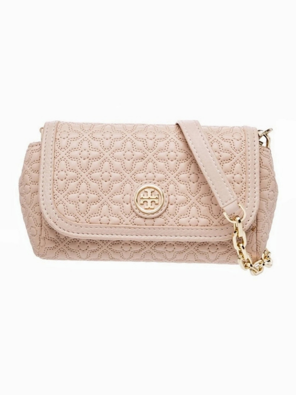 Tory Burch Kira Diamond Quilt Clover Crossbody Bag Pink